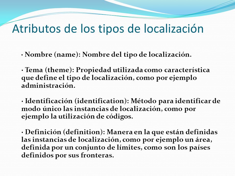 Atributos de los tipos de localización
