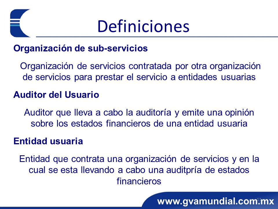Definiciones Organización de sub-servicios