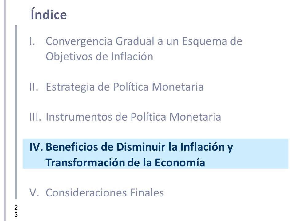 Índice Convergencia Gradual a un Esquema de Objetivos de Inflación