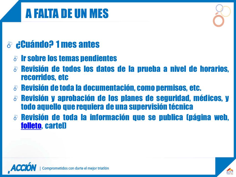 A falta de un mes ¿Cuándo 1 mes antes Ir sobre los temas pendientes
