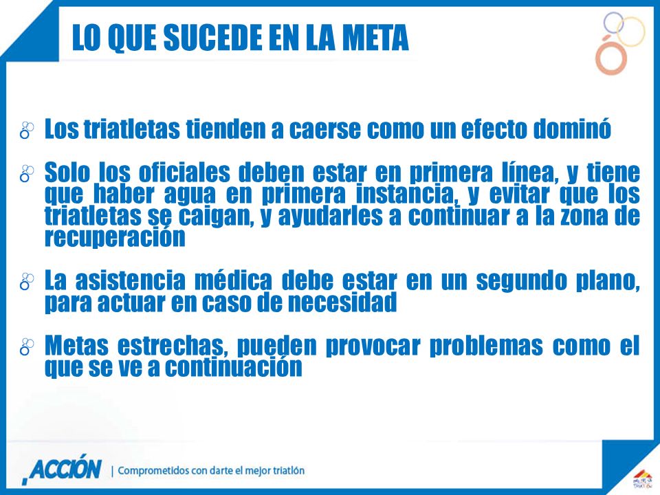 Lo que sucede en la meta Los triatletas tienden a caerse como un efecto dominó.