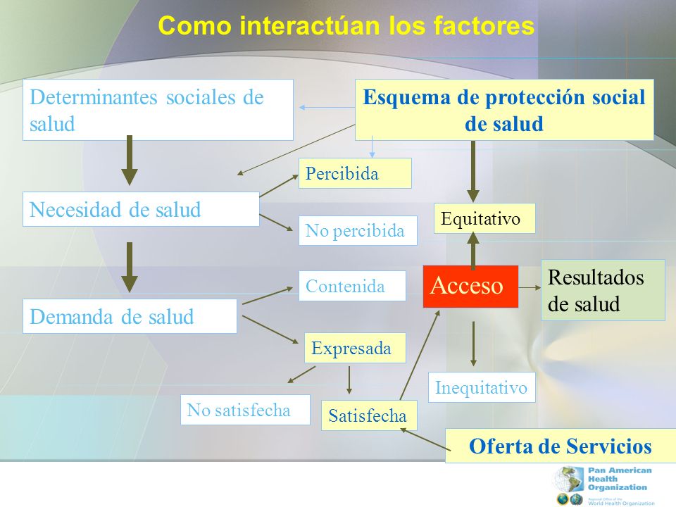 Como interactúan los factores Esquema de protección social de salud