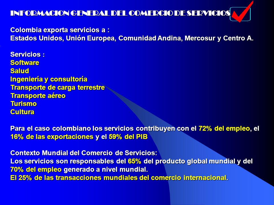 INFORMACION GENERAL DEL COMERCIO DE SERVICIOS