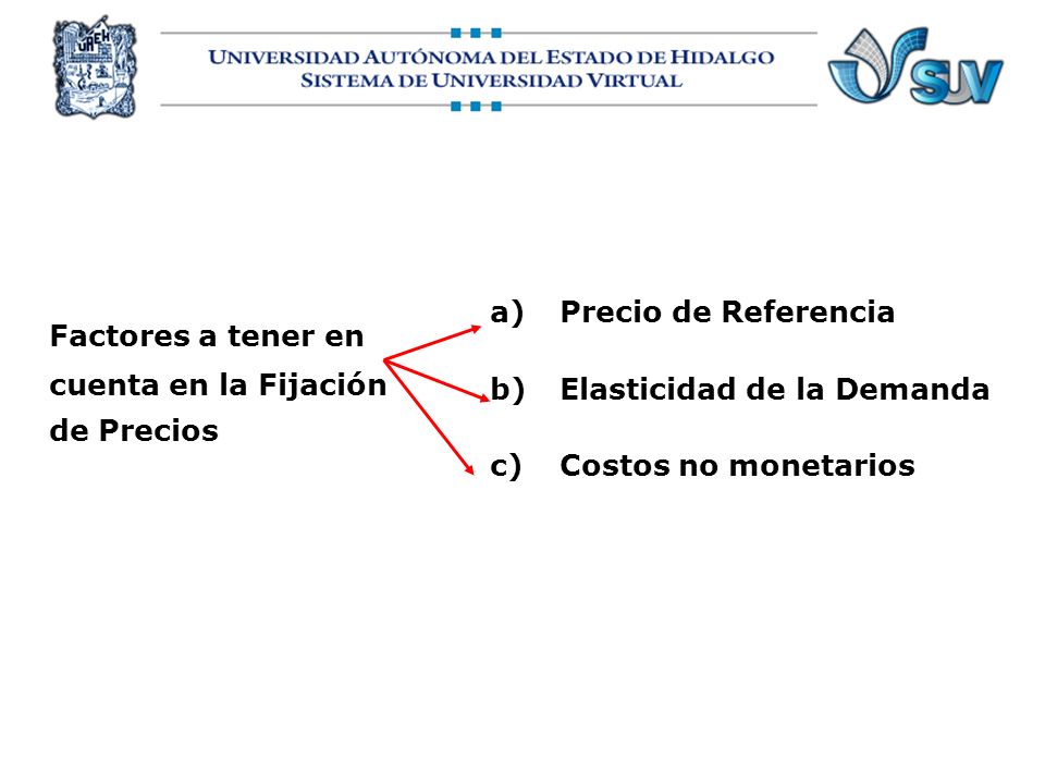Factores a tener en cuenta en la Fijación de Precios
