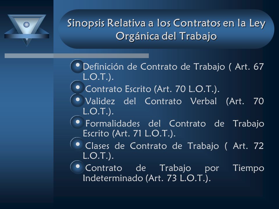 Sinopsis Relativa a los Contratos en la Ley Orgánica del Trabajo