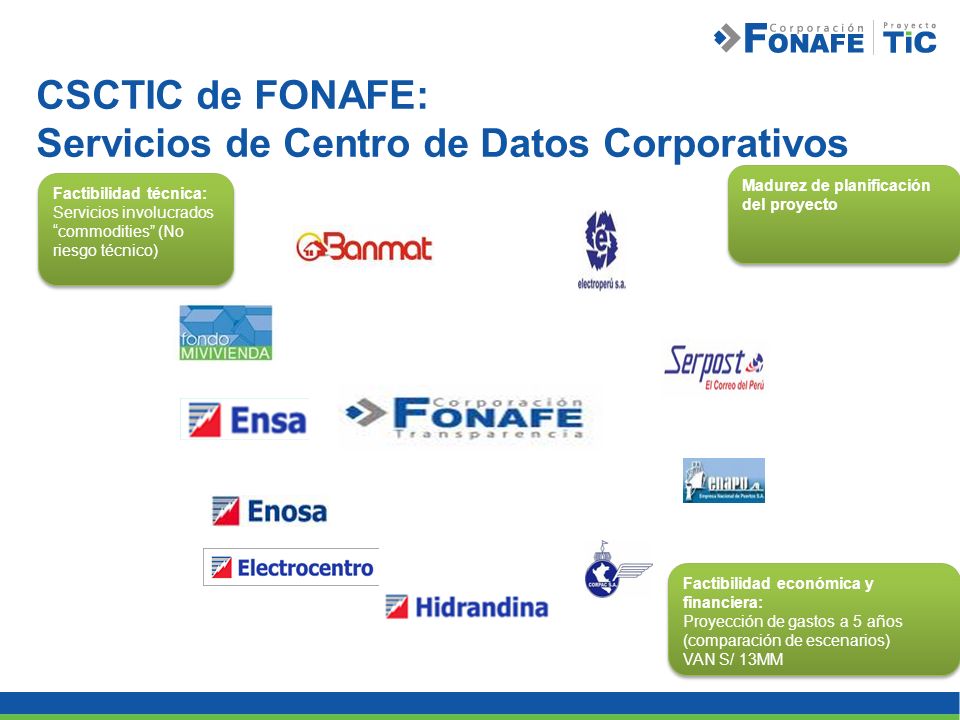 CSCTIC de FONAFE: Servicios de Centro de Datos Corporativos