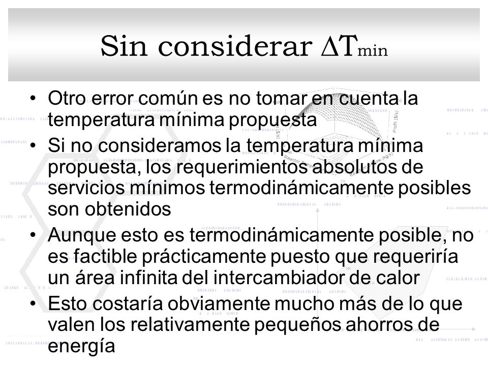 Sin considerar DTmin Otro error común es no tomar en cuenta la temperatura mínima propuesta.