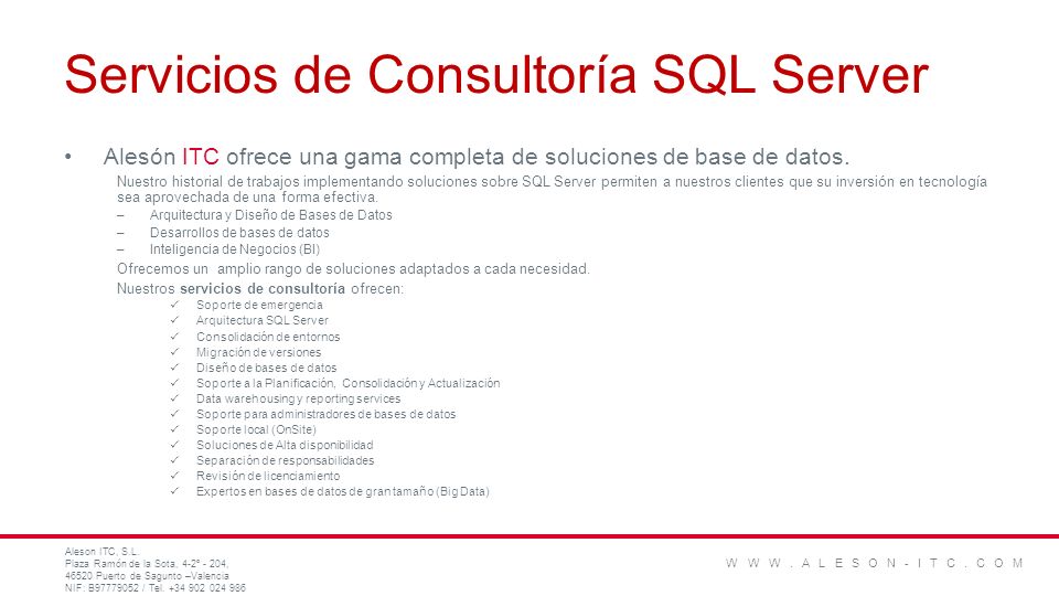 Servicios de Consultoría SQL Server