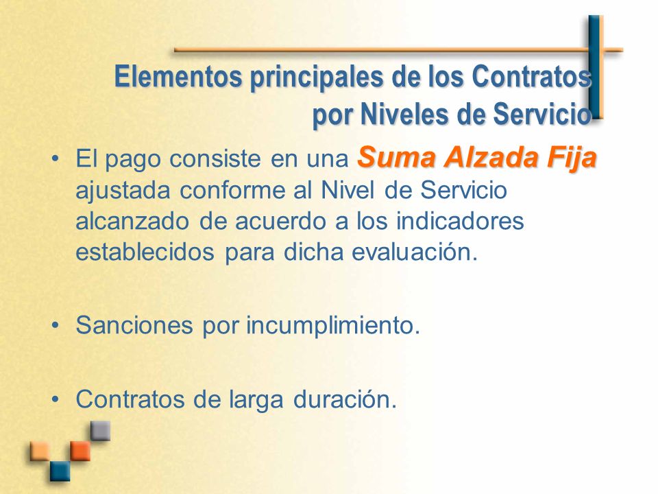 Elementos principales de los Contratos por Niveles de Servicio