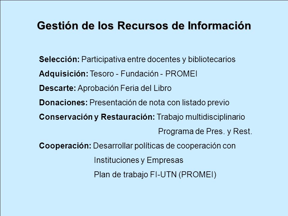 Gestión de los Recursos de Información