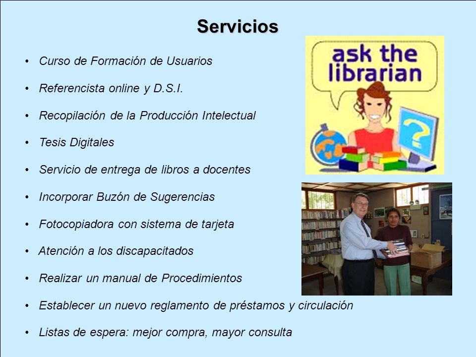 Servicios Curso de Formación de Usuarios Referencista online y D.S.I.