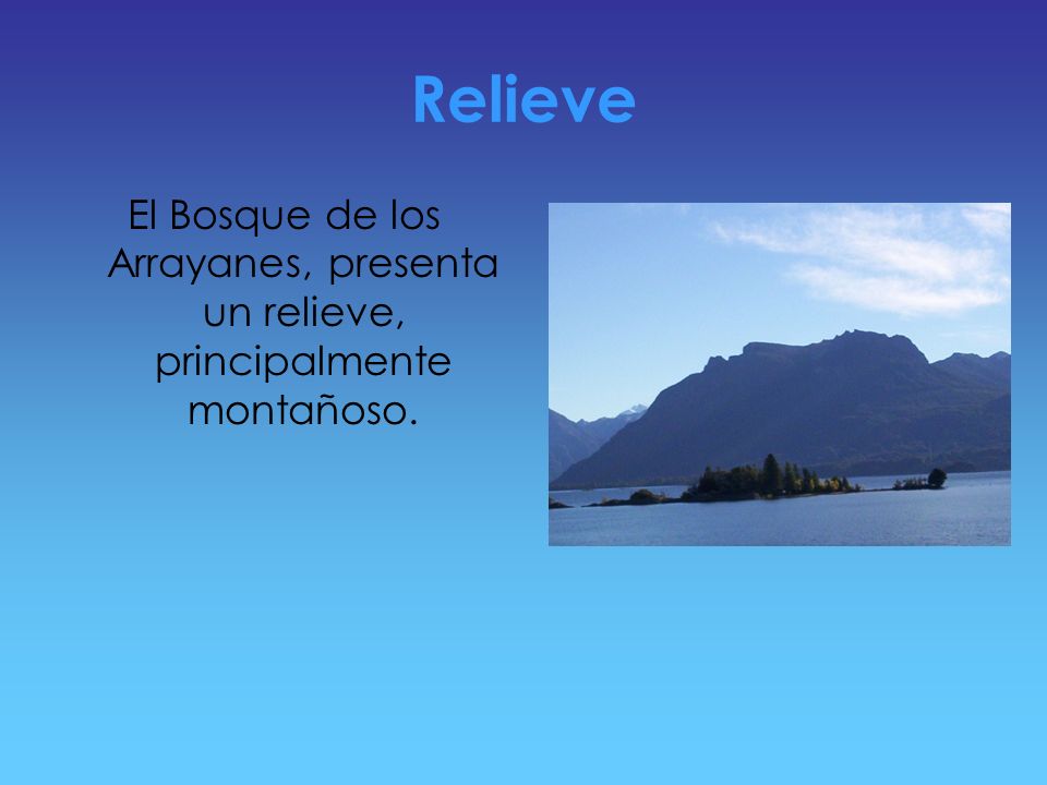 Relieve El Bosque de los Arrayanes, presenta un relieve, principalmente montañoso.