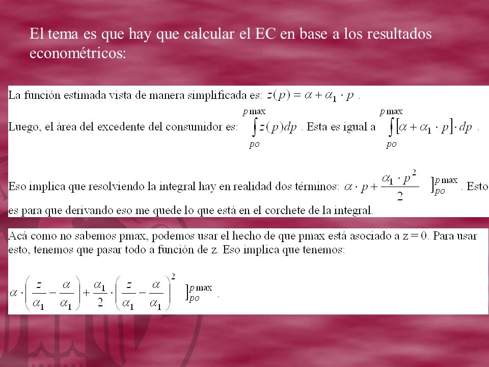 El tema es que hay que calcular el EC en base a los resultados