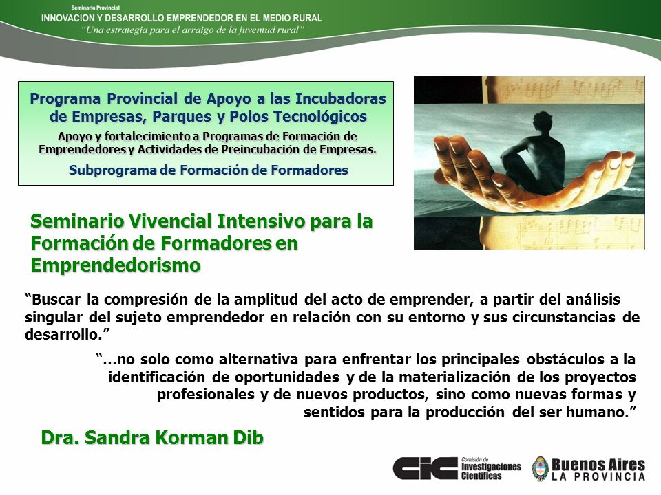 Programa Provincial de Apoyo a las Incubadoras de Empresas, Parques y Polos Tecnológicos