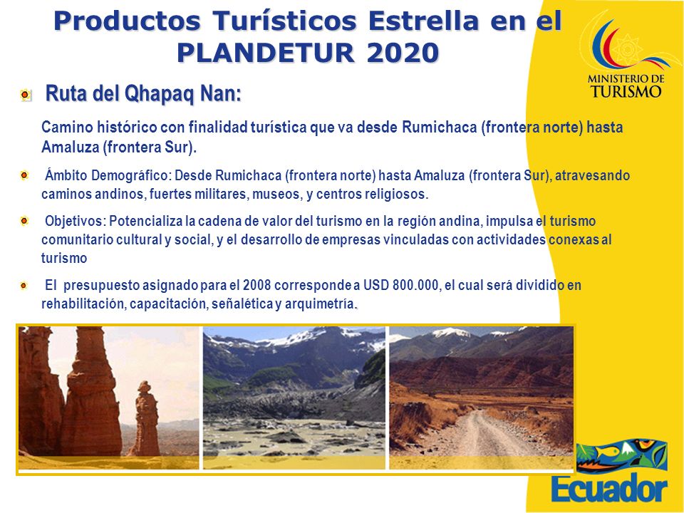 Productos Turísticos Estrella en el PLANDETUR 2020