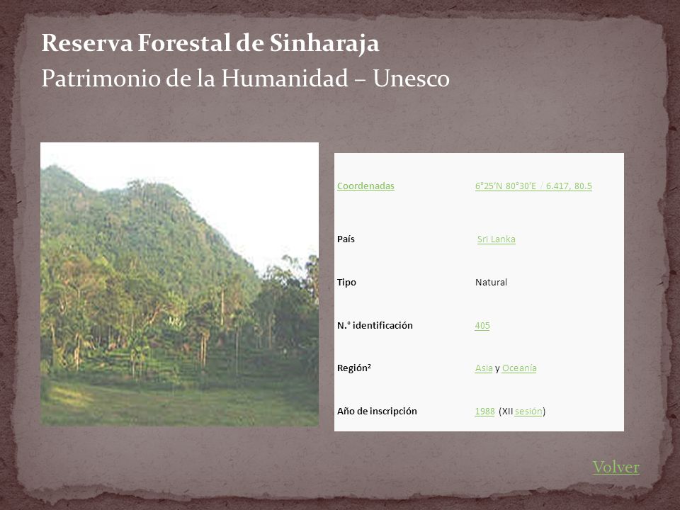 Reserva Forestal de Sinharaja Patrimonio de la Humanidad – Unesco