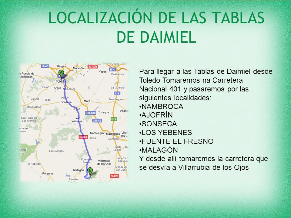 LOCALIZACIÓN DE LAS TABLAS DE DAIMIEL