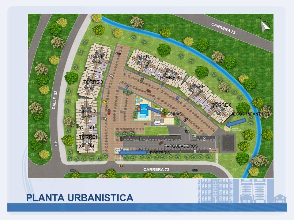 PLANTA URBANISTICA TORRE 4 TORRE 5 TORRE 6 TORRE 3 TORRE 7 TORRE 8