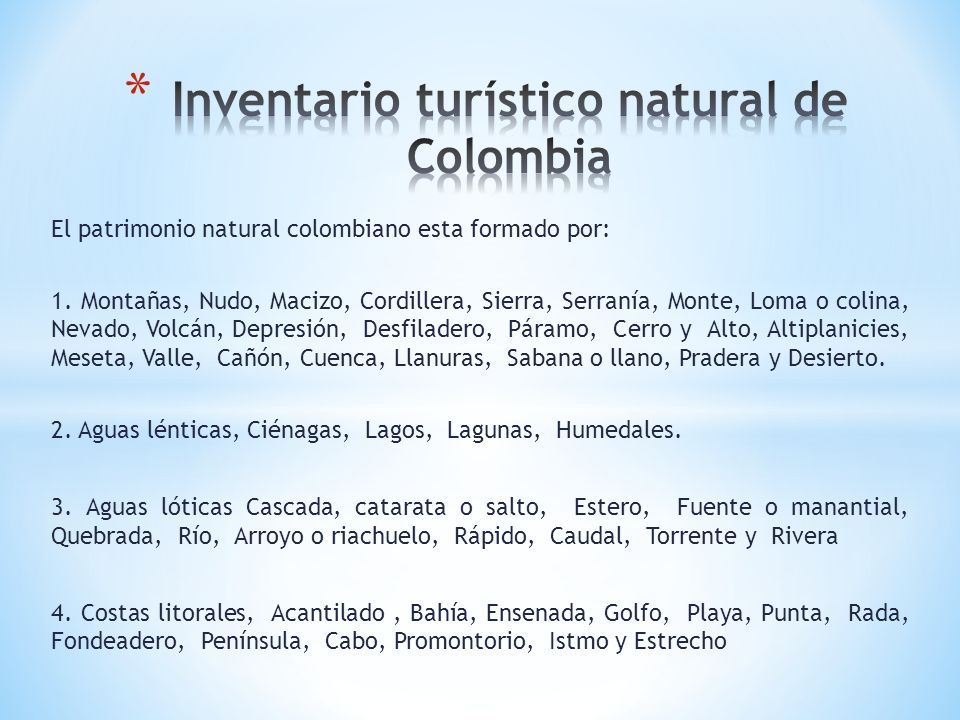 Inventario turístico natural de Colombia