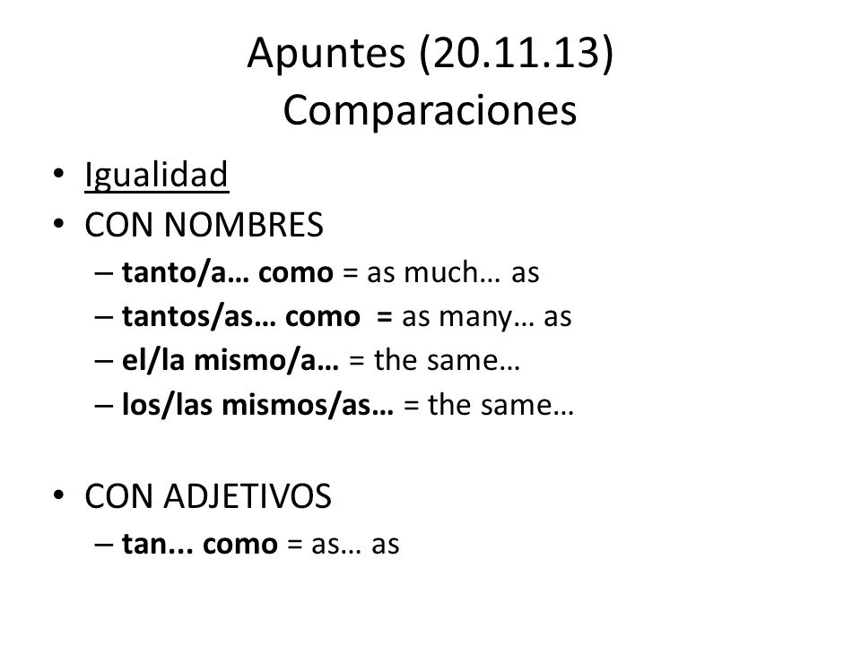 Apuntes ( ) Comparaciones