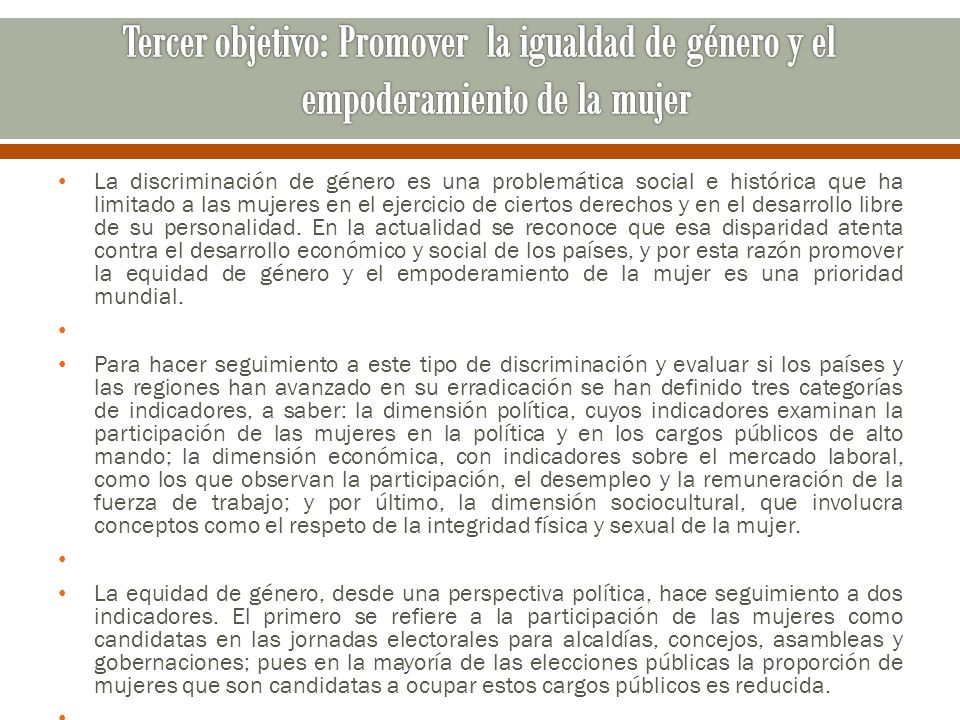 Tercer objetivo: Promover la igualdad de género y el empoderamiento de la mujer