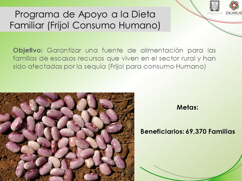 Programa de Apoyo a la Dieta Familiar (Frijol Consumo Humano)