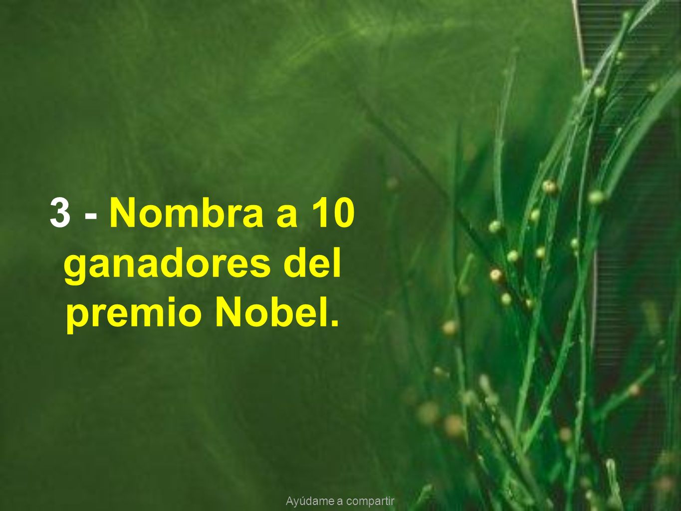 3 - Nombra a 10 ganadores del premio Nobel.
