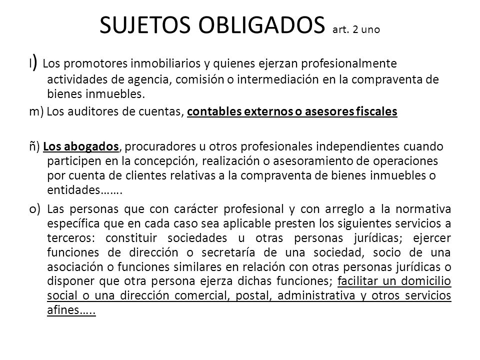 SUJETOS OBLIGADOS art. 2 uno