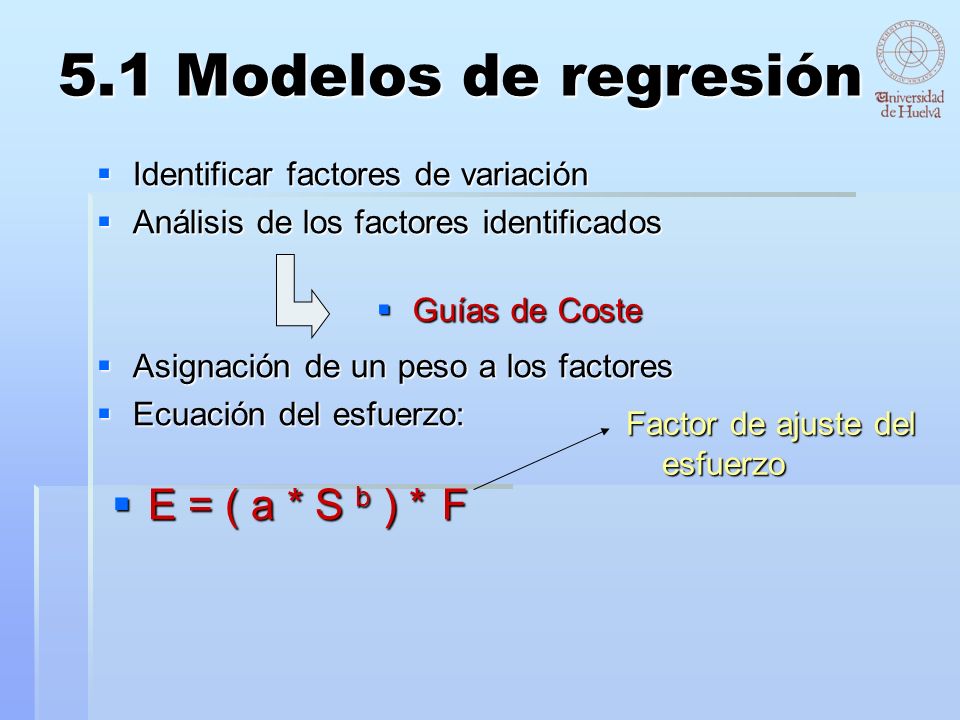 5.1 Modelos de regresión E = ( a * S b ) * F
