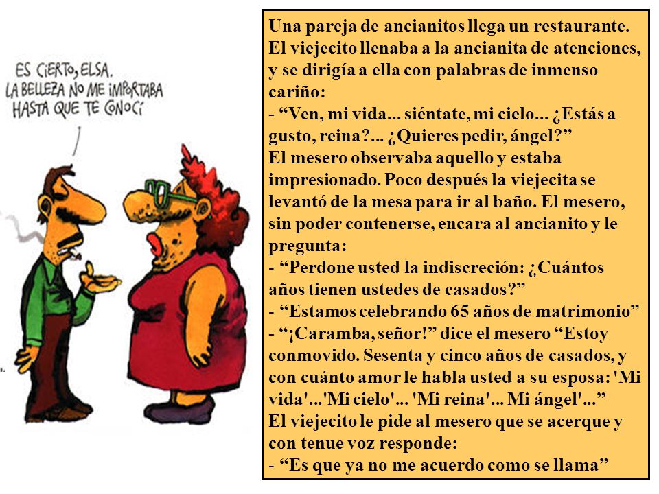 Una pareja de ancianitos llega un restaurante
