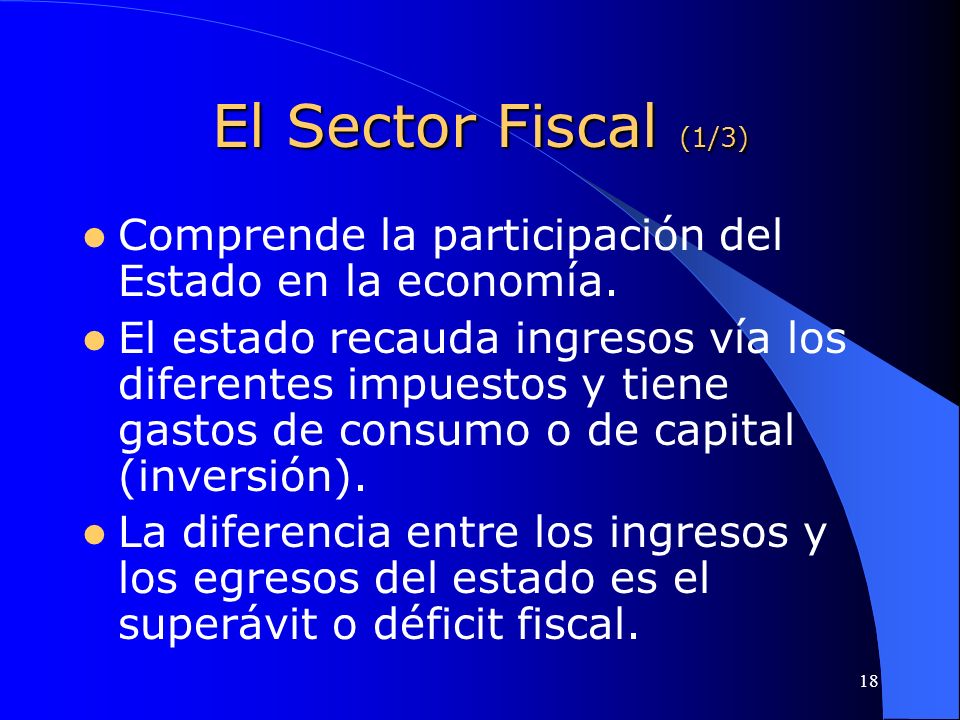 El Sector Fiscal (1/3) Comprende la participación del Estado en la economía.
