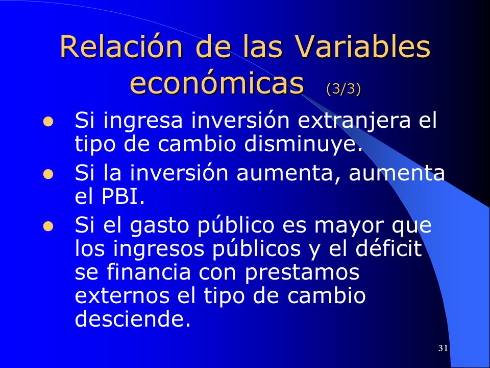 Relación de las Variables económicas (3/3)
