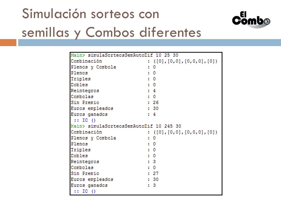 Simulación sorteos con semillas y Combos diferentes
