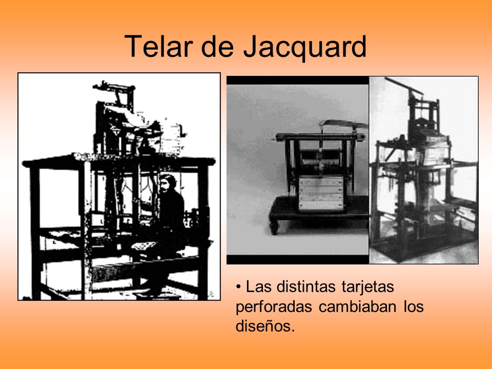 Telar de Jacquard Las distintas tarjetas perforadas cambiaban los diseños.