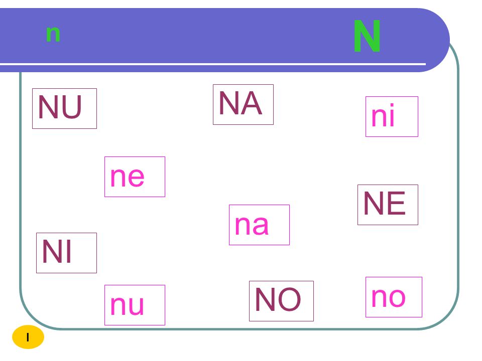 N n NA NU ni ne NE na NI no NO nu I