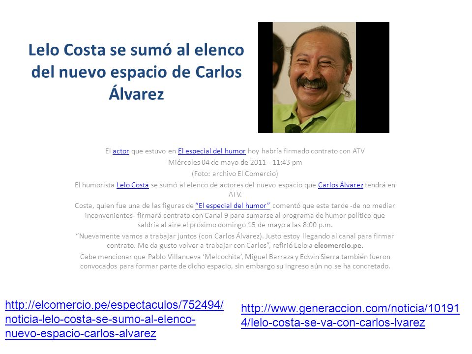 Lelo Costa se sumó al elenco del nuevo espacio de Carlos Álvarez