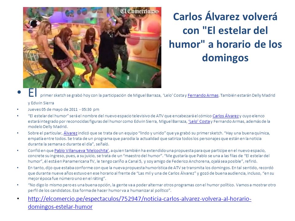 Carlos Álvarez volverá con El estelar del humor a horario de los domingos