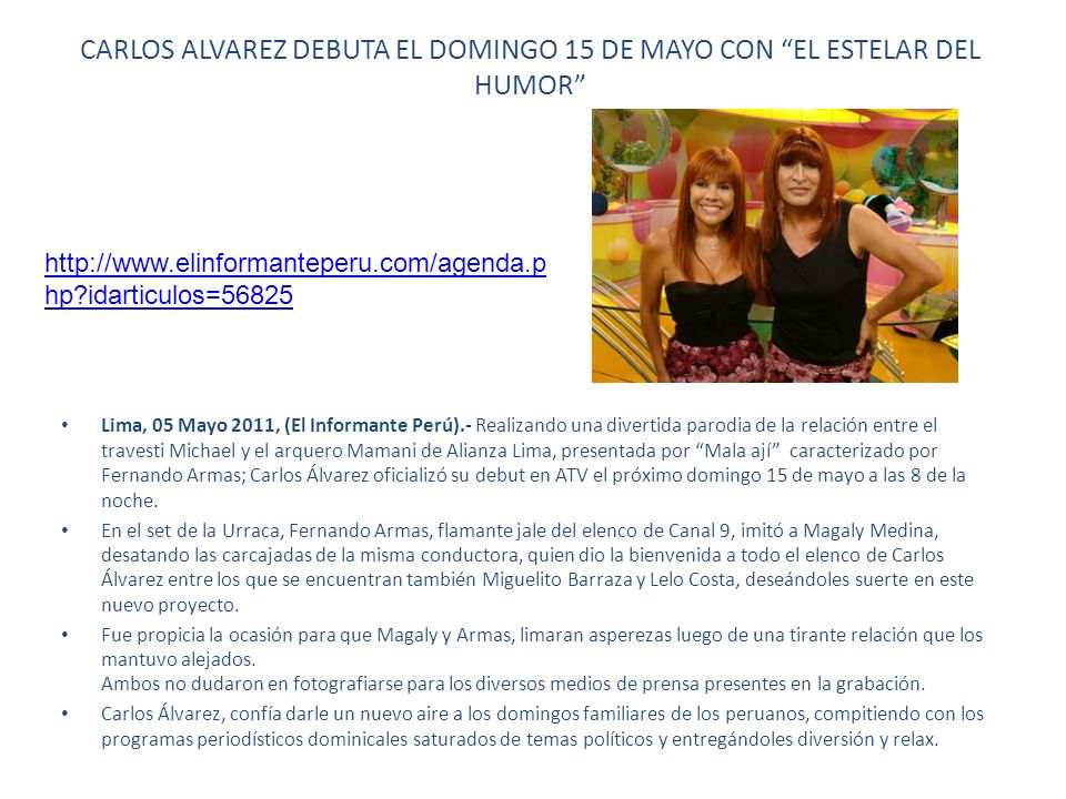 CARLOS ALVAREZ DEBUTA EL DOMINGO 15 DE MAYO CON EL ESTELAR DEL HUMOR