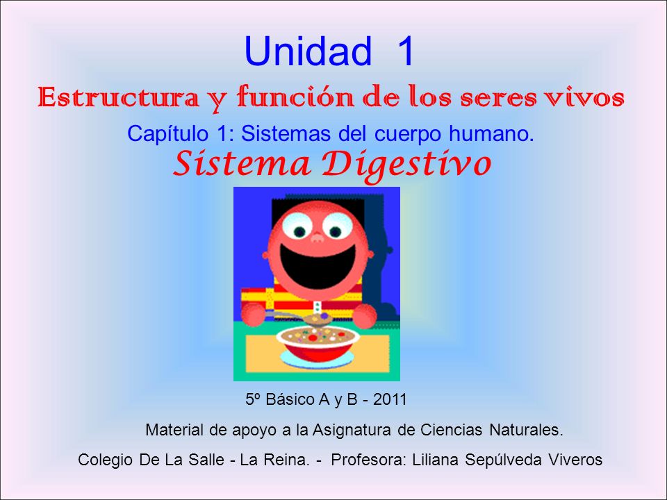 Unidad 1 Estructura y función de los seres vivos Capítulo 1: Sistemas del cuerpo humano.