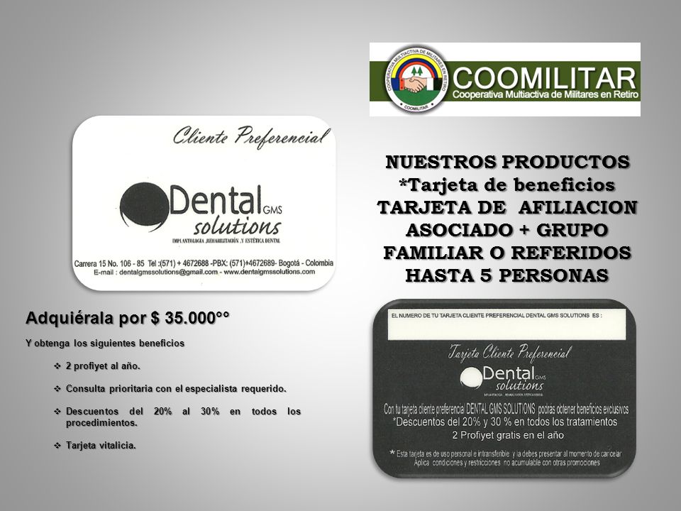 *Tarjeta de beneficios TARJETA DE AFILIACION