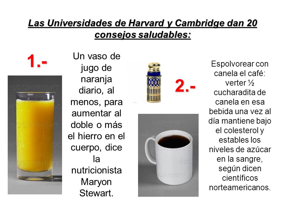 Las Universidades de Harvard y Cambridge dan 20 consejos saludables: