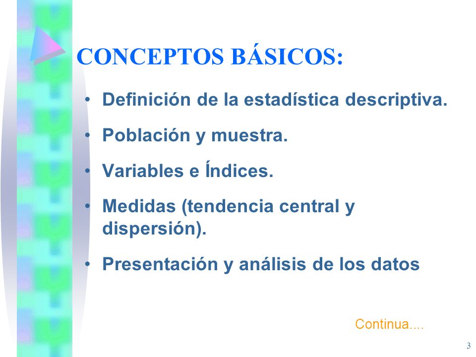 CONCEPTOS BÁSICOS: Definición de la estadística descriptiva.
