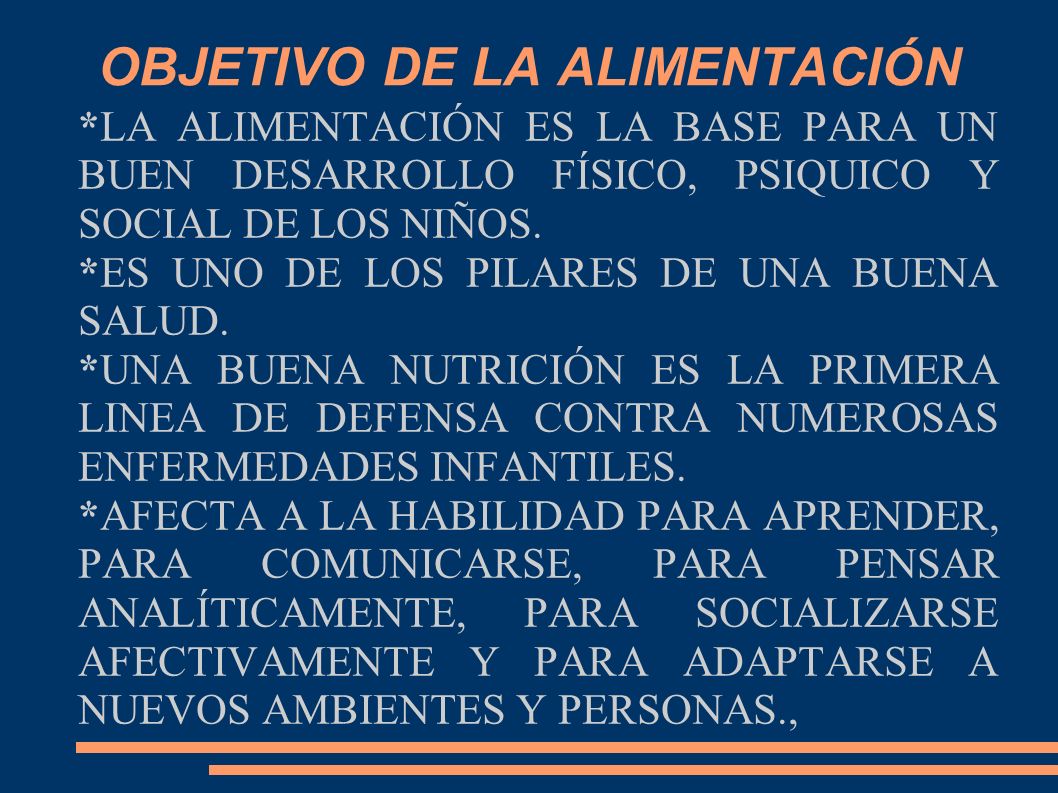 OBJETIVO DE LA ALIMENTACIÓN