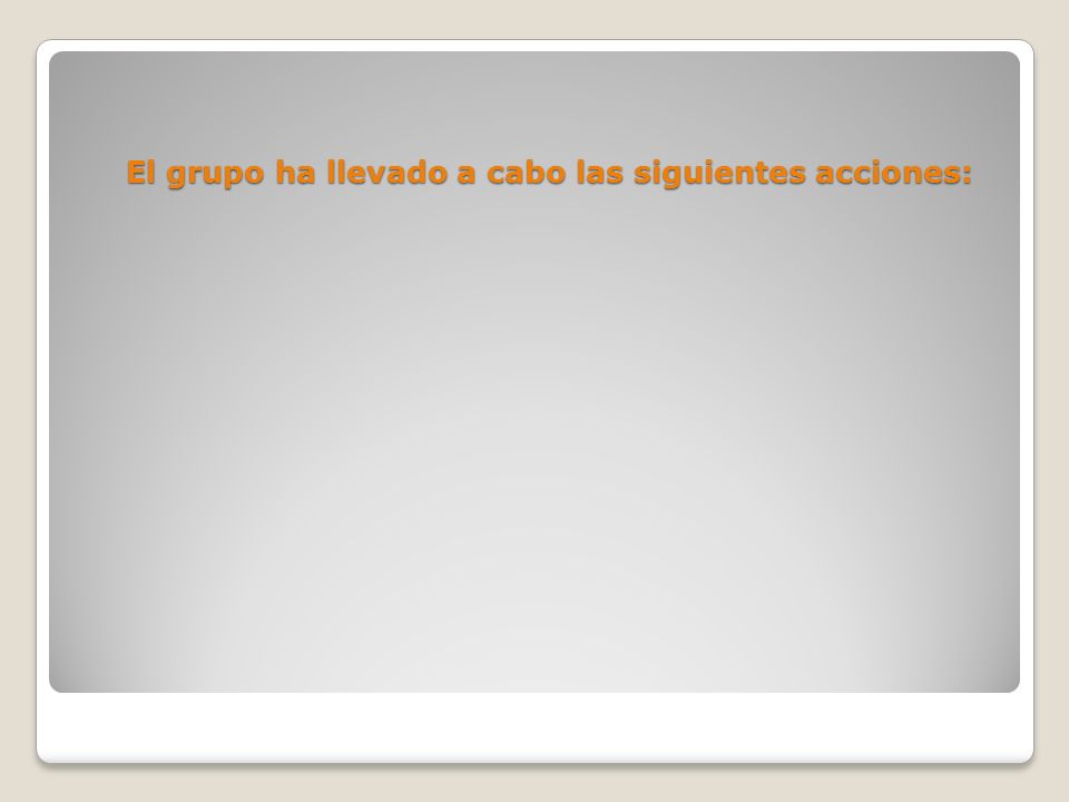 El grupo ha llevado a cabo las siguientes acciones:
