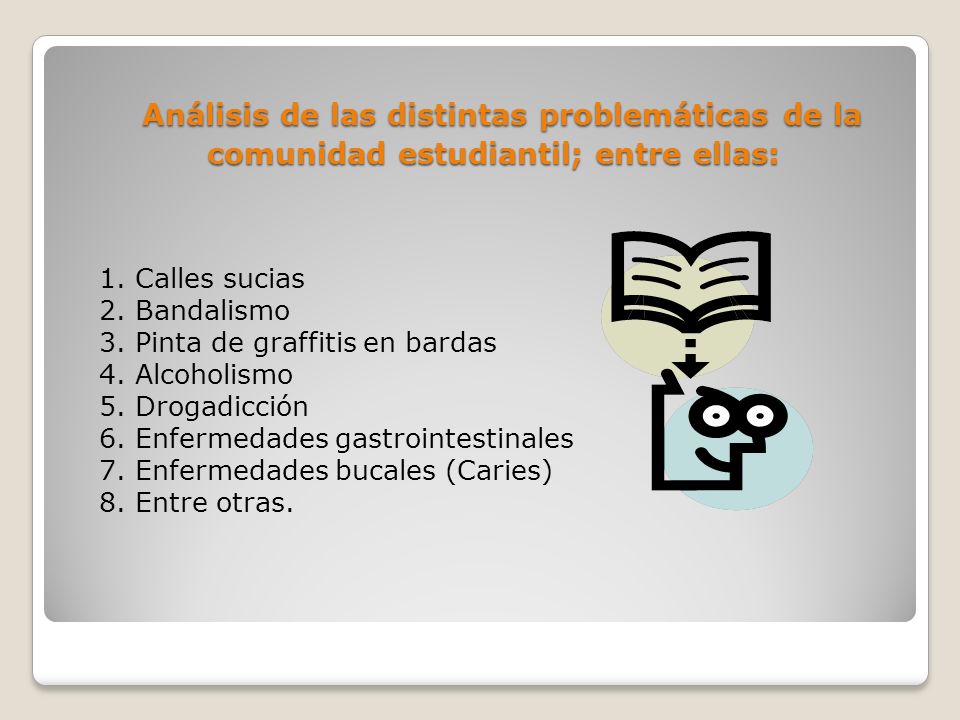 Análisis de las distintas problemáticas de la comunidad estudiantil; entre ellas: