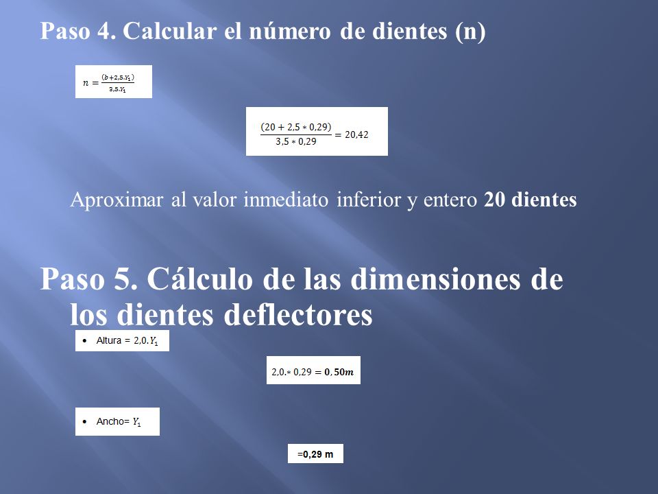 Paso 5. Cálculo de las dimensiones de los dientes deflectores