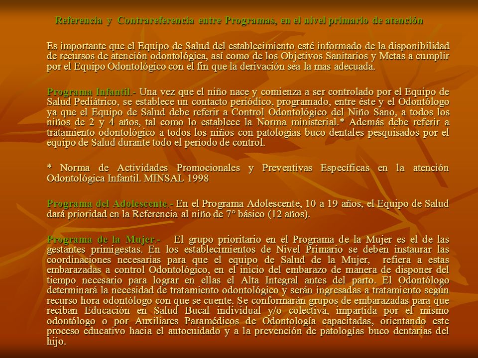 Referencia y Contrareferencia entre Programas, en el nivel primario de atención
