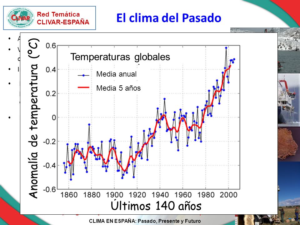 El clima del Pasado Anomalía de temperatura (ºC) Últimos 140 años