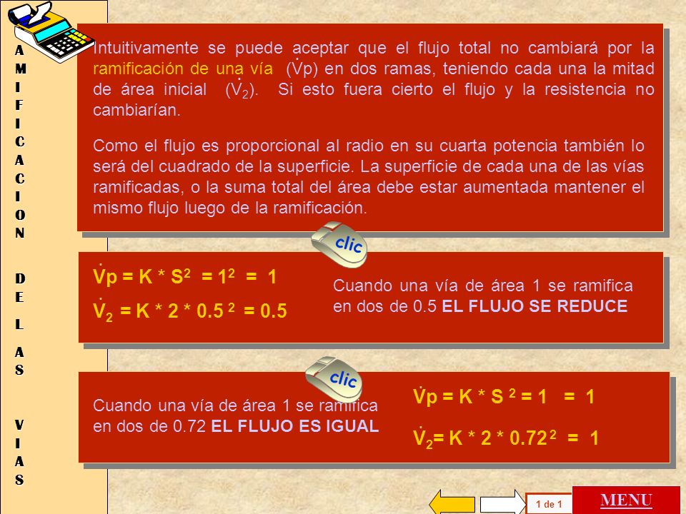 RAMIFICACION . DE L AS VIAS Vp = K * S2 = 12 = 1