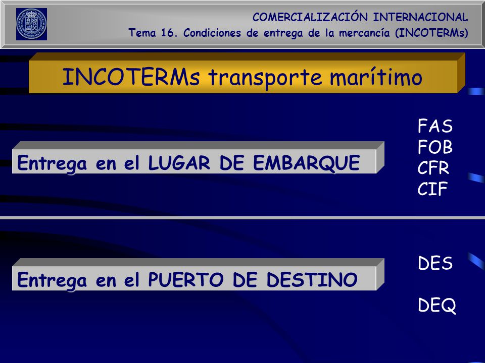 INCOTERMs transporte marítimo